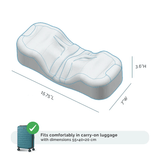 travel pillow fits comfortably in carry-on luggage