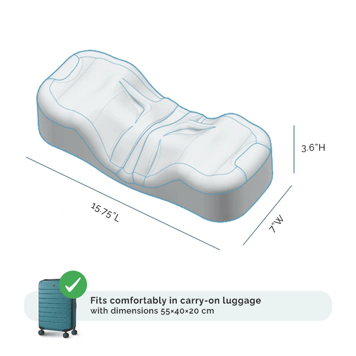 travel pillow fits comfortably in carry-on luggage